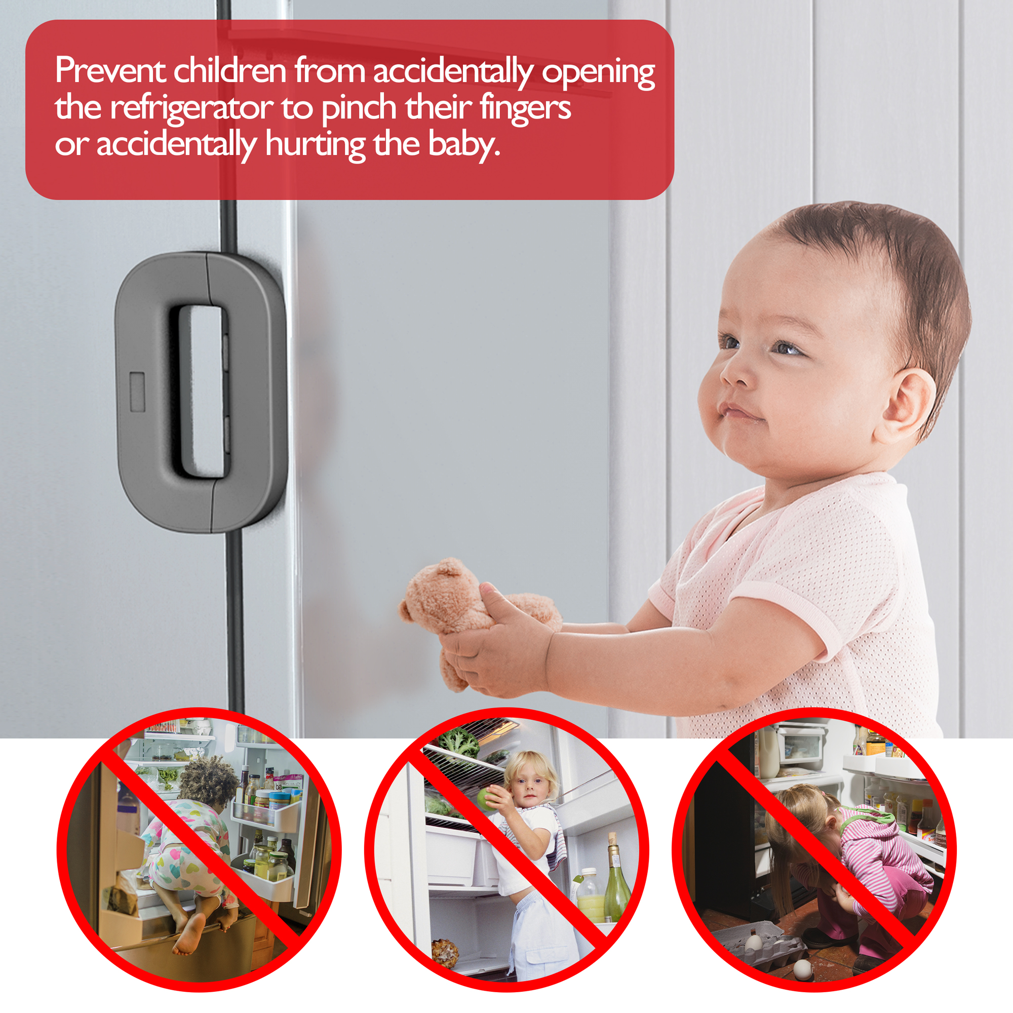 WeGuard Child Safety Refrigerator Fridge Freezer Door Lock Latches for  Toddler Kids Baby Proof Kitchen Safety Guard No Drill, 4 Pack